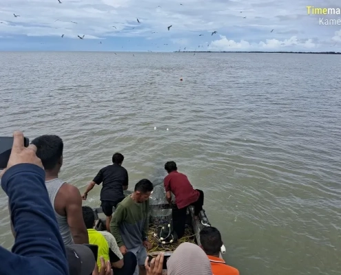 uji coba jaring hela dasar dengan turtle excluder device